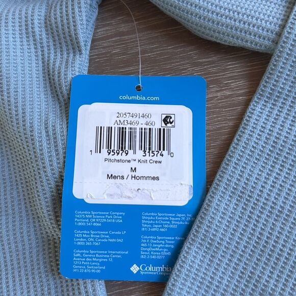 Columbia Pitchstone Knit Crew Sweatshirt for Men size M BLUE NWT - Picture 7 of 7